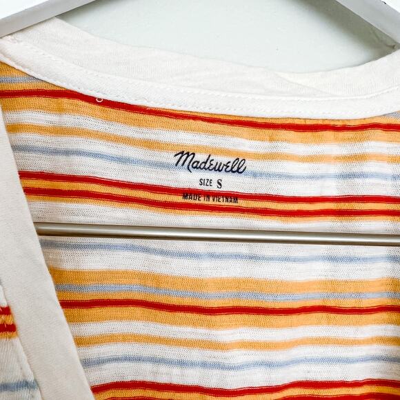 Madewell Whisper Cotton V-Neck Pocket Tank in Fieldgate Stripe Small - Picture 3 of 5